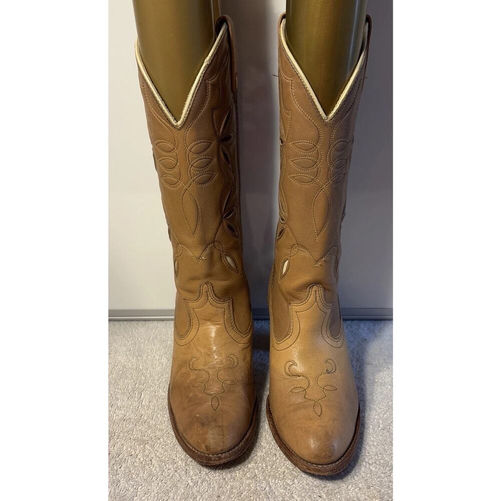 Dingo Acme Women Cowboy boots-Size 7.5 M Model 7408 -Beige -Brown - Picture 1 of 13